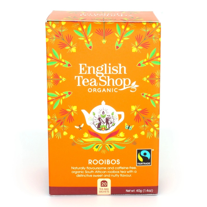 English Teashop Organic Rooibos Tea - Premium Caffeine-Free Herbal Tea (20 Bags, 40g)
