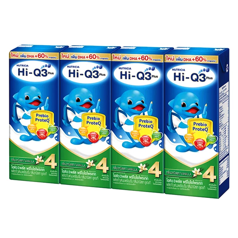 Hi-Q 3 Plus Prebio ProteQ Scent Vanilla UHT Milk Product  Formula 4 Size 180ml Pack of 4boxes