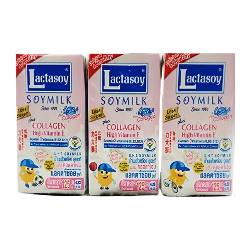 lactasoy UHT soy milk light collagen 125ml  pack of 6boxes