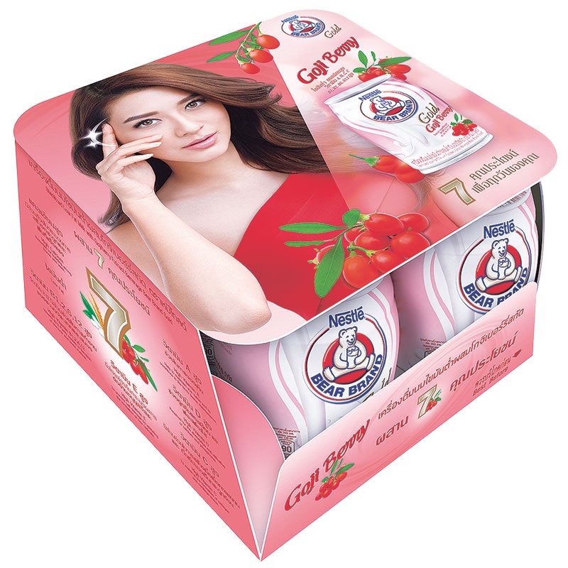 Nestle Bear Brand Gold Low Fat Milk with Gojiberry 140ml Pack of 4 boxes