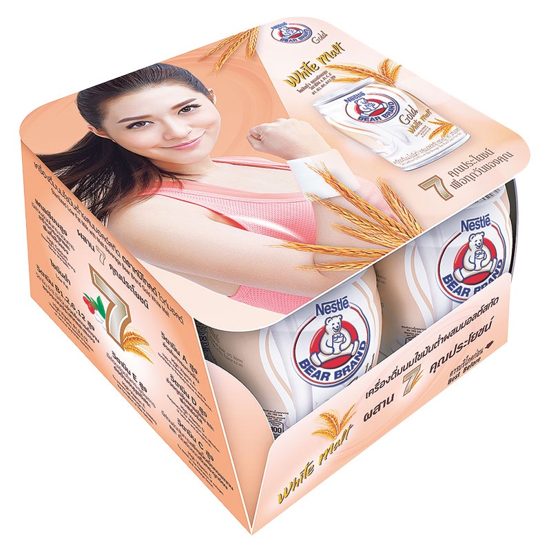 Nestle Bear Brand Gold Sterilized milk White Malt 140ml Pack of 4 boxes