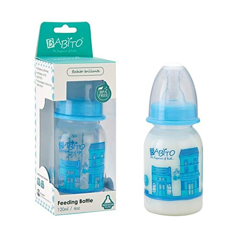 Babito BPA-Free Baby Feeding Bottle, Charismata Blue Color 120ml / 4 Oz 3-6 Months