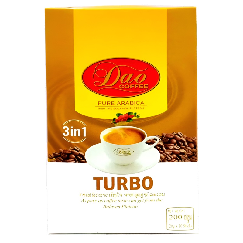 Dao Coffee Pure Arabica From The Bolaven Plateau Formula Turbo 200g Boxes of 10 Sticks