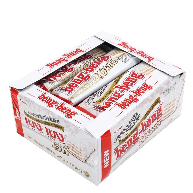 Beng Beng Wafer Cream White Chocolate Coconut Delicious Soft Crispy  22g Pack 12pcs