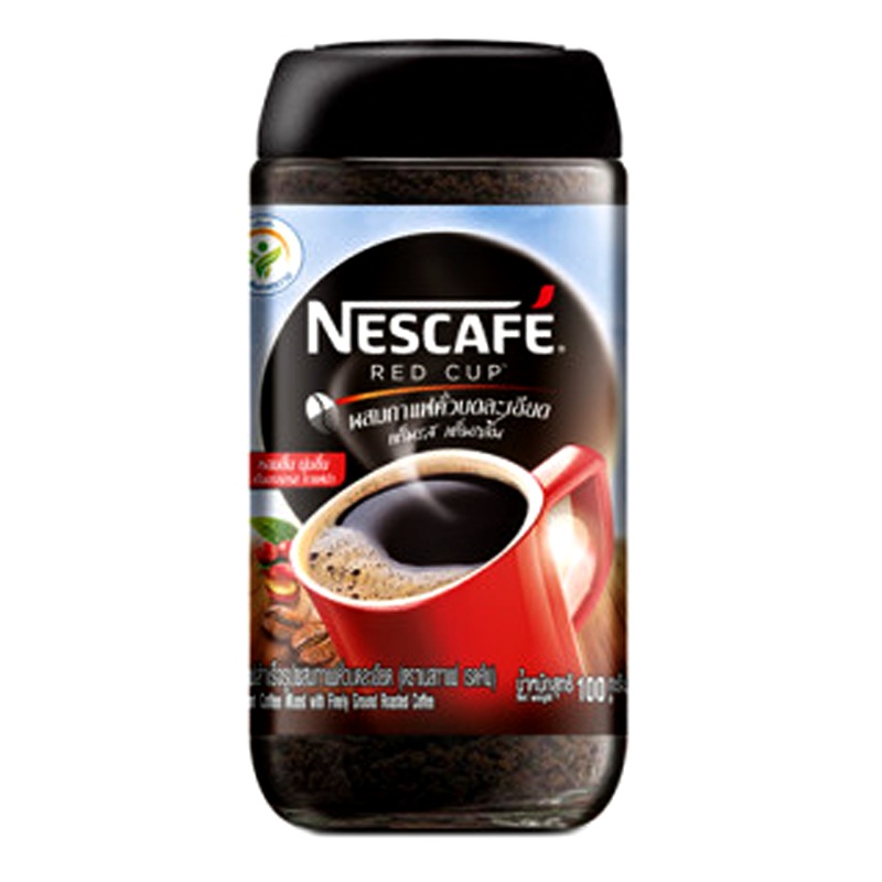 Nescaf Red Cup Instant Coffee Mixed with Finely Ground Roasted Coffee Size 100g