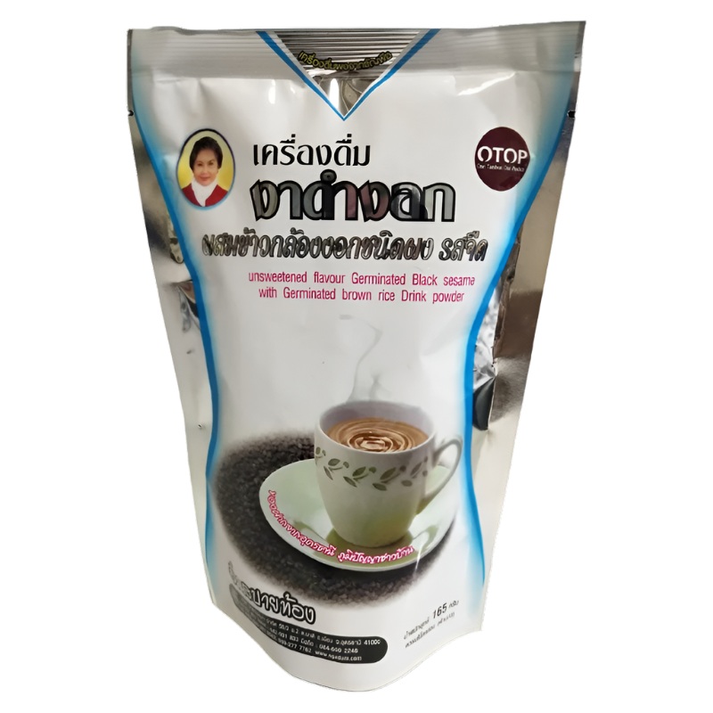 OTop Mae Aousa Unsweetened Flavour Germinated Black Sesame with Germinated brown rice Drink powder Size 22g Pack of 16bags