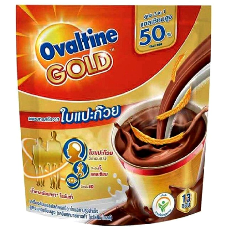 Ovaltine Gold 3in1 Chocolate Malt Powder with Ginkgo formula Size 30g Pack of 13sticks