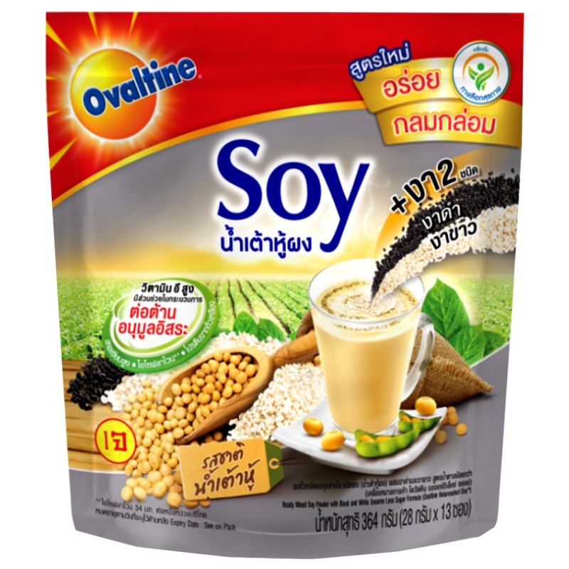 Ovaltine Natureselect Soy Ready Mixed Soy Powder With Black And White Sesame Less Sugar Formula Size 28g Pack of 13sticks