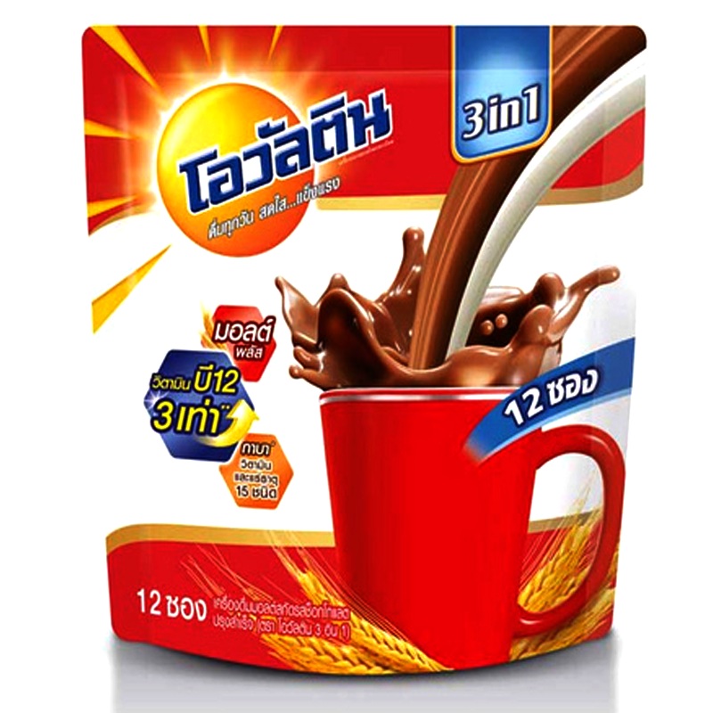 Ovaltine Ready Mixed Malt Beverage Chocolate Flavour 3in1 Size 29g Pack of 12sachets