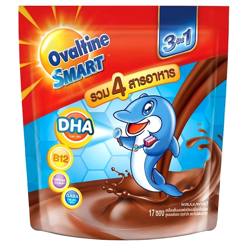 Ovaltine Smart 3in1 Chocolate Flavoured Malt Beverage Size 28g Pack of 17sticks