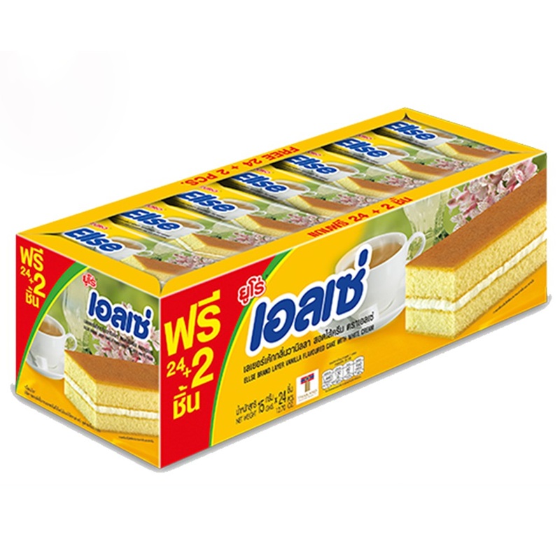 Ellse Brand Layer Vanilla Flavored Cake with White Cream 15g Pack 24pcs