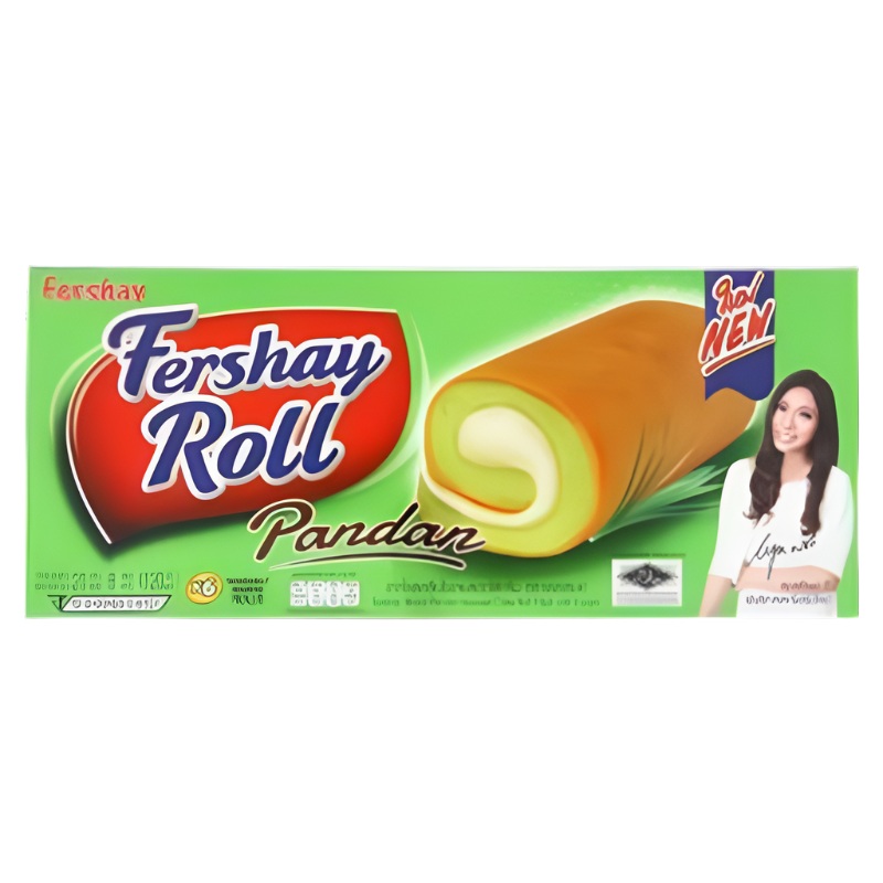 Fershay Roll Pandan Flavoured Cake Roll Filled With Cream 240g Pack of 12pcs