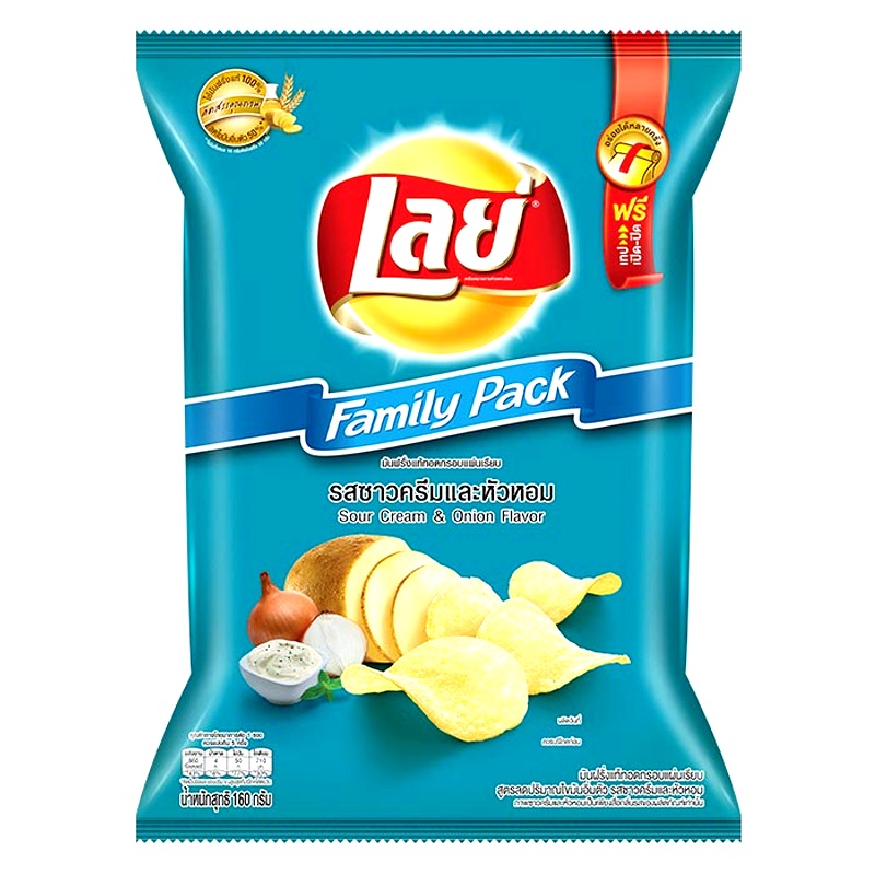 Lay's Classic Potato Chips Family Pack Sour Cream & Onion Flavor bag 160g