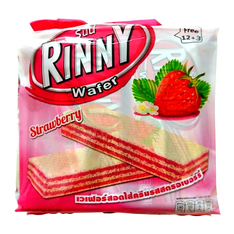 Rinny Wafer Strawberry Flavoured Filled With Cream 38g Pack of 12pcs