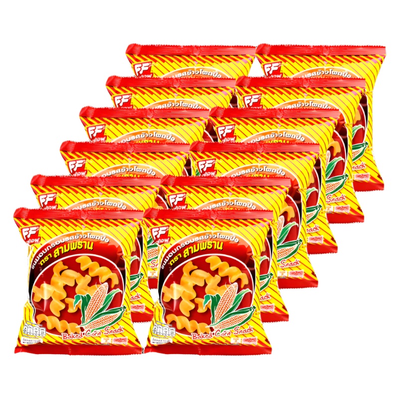 Sampran Brand Baked Corn Snack Bag 13g Pack of 12pcs