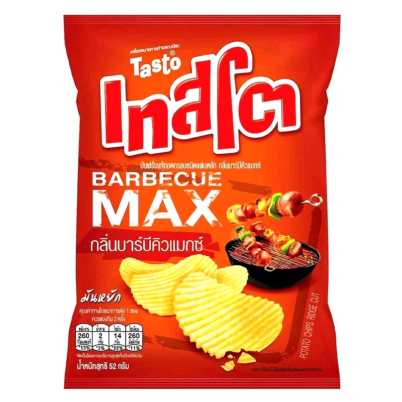 Tasto Barbecue Max Flavored Potato Chips Ridge Cut Bag 48g