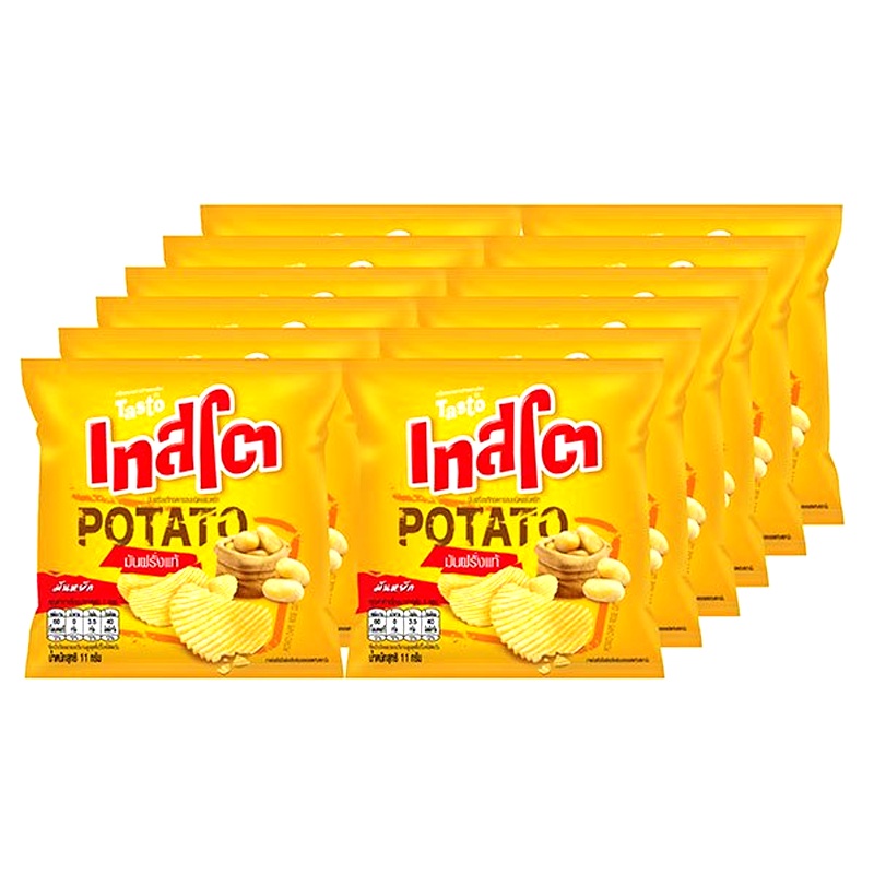 Tasto Original Flavored Potato Chips Ridge Cut Bag Size 11g Pack of 12pcs