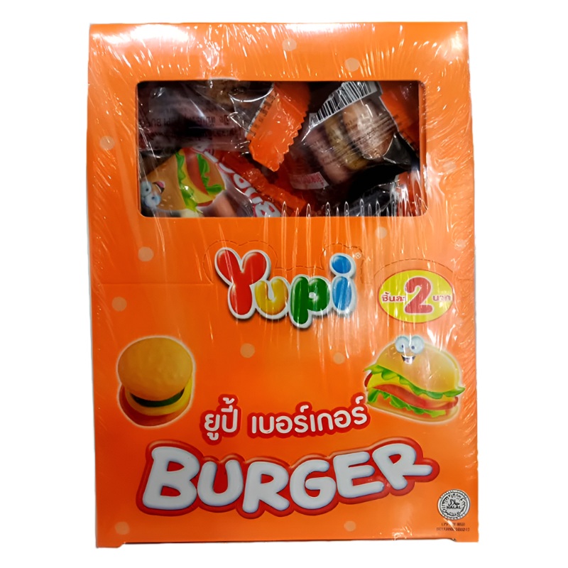 Yupi Burger Jelly Gummy Mixed Fruit Flavour Candy Pack 24pcs