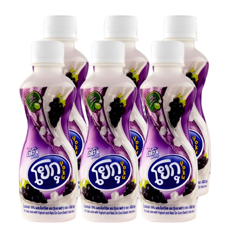 Deedo Yoku Brand 10% Grape Juice with Yoghurt and Nata De Coco Size 230ml Pack of 6bottle