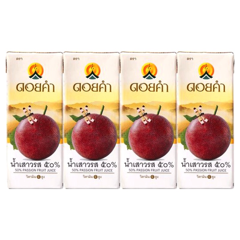 Doi Kham 50% Passion Fruit Juice Size 200ml Pack of 4boxes