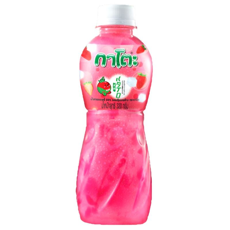 Kato 25% Strawberry Juice with Nata de Coco Bottle 320g