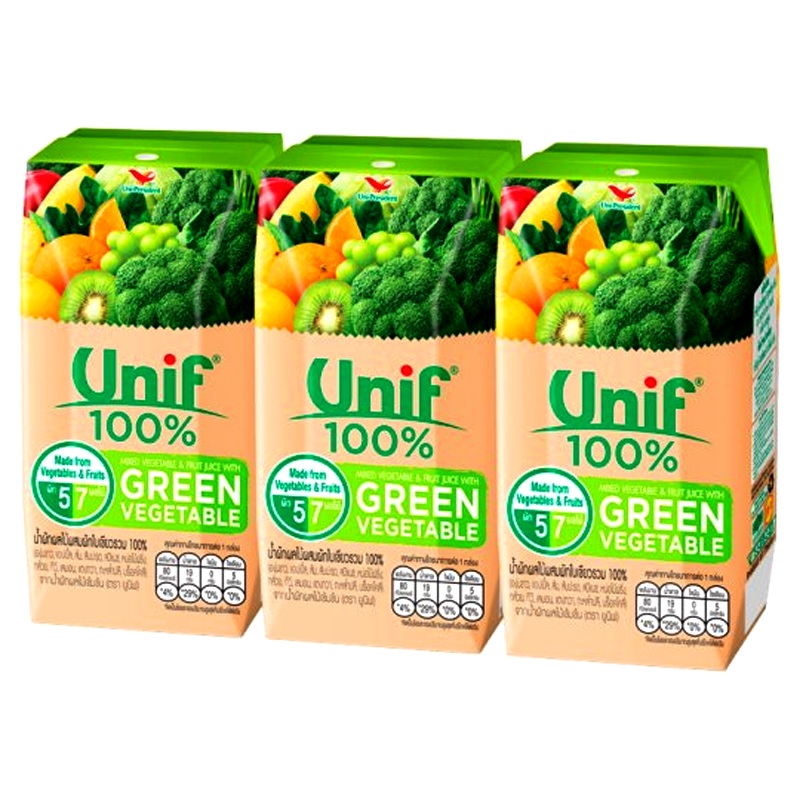 Unif 100% Mixed Vegetable and Fruit Juice with Green Vegetable 200ml Pack of 3boxes