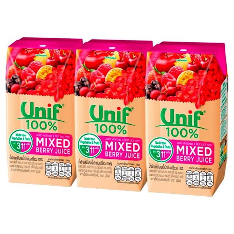 Unif 100% Mixed Vegetable and Fruit Juice with Mixed Berry Juice 200ml Pack of 3boxes
