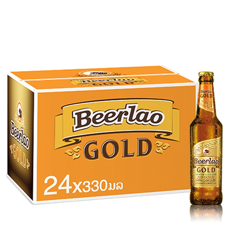 Beerlao Gold 330ml bottle per box of 24 bottles