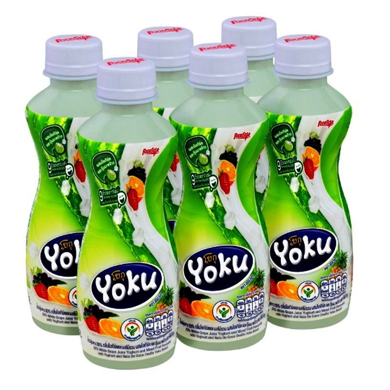 Deedo Yoku Brand 10% Mixed Fruit Juice with Yoghurt and Nata De Coco Size 230ml Pack of 6 bottle