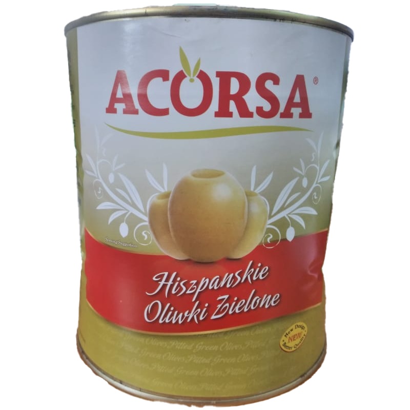 ACORSA Premium Green Olives Pitted 3.35kg - Restaurant Quality