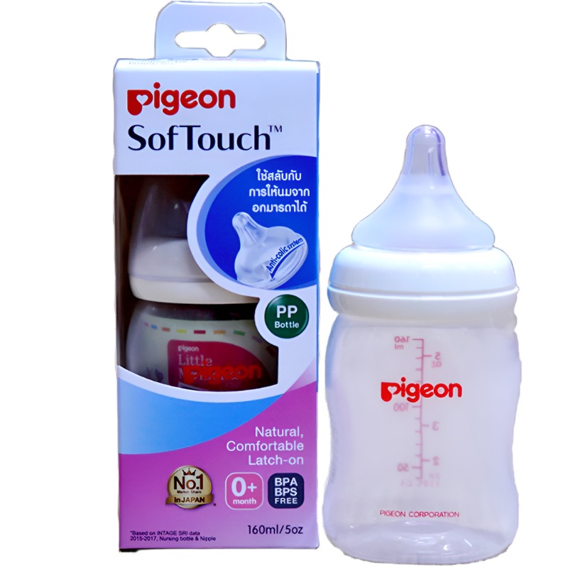 Pigeon softouch  Natural Comfortable Latch-on Nursing Bottle & Nipple Size 5oz Pack of 1Pcs
