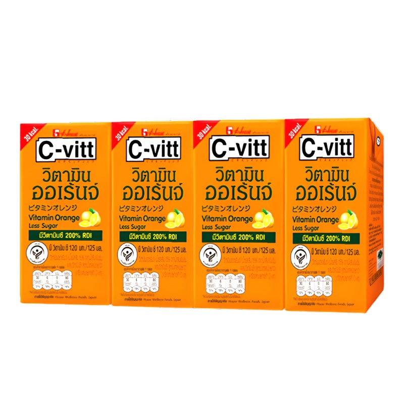 C-Vitt Vitamin Orange Less Sugar Size 125ml Pack of 4 boxes