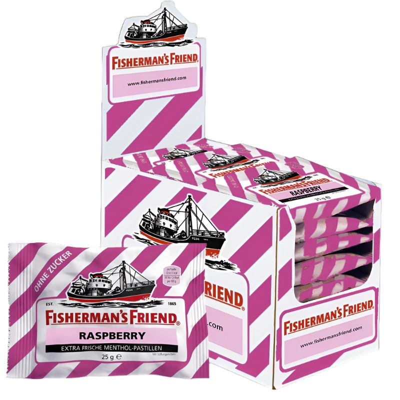 Fishermans Friend Sugar free Raspberry Extra Frische Menthol - Pastillen 25g pack of 24 pieces