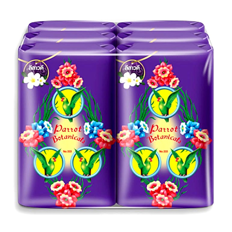 Parrot Botanicals Plumeria Purple Color Bar Soap Size 55g pack of 6pcs