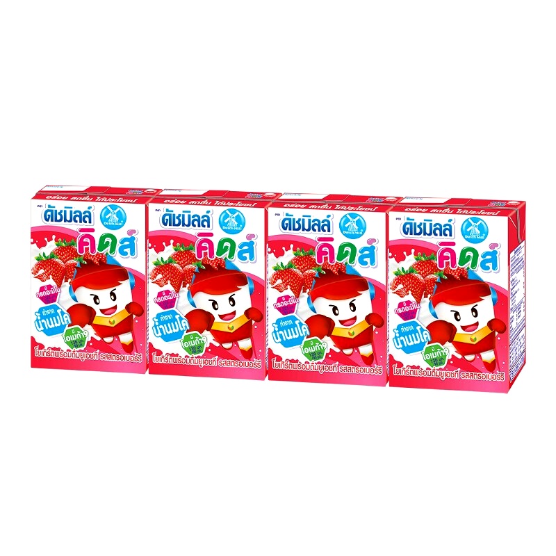 Dutch Mill Kids Strawberry Drinking Yogurt UHT Size 90ml pack of 4boxes