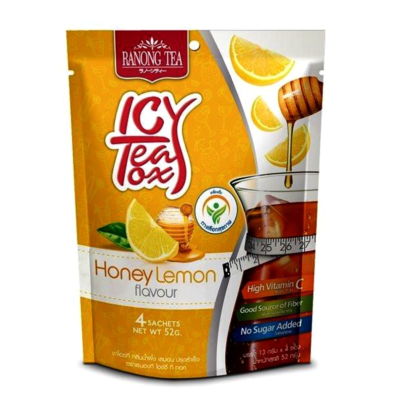 Ranong Ice Tea Tox  Honey Lemon Scent  Instant Size 52g pack of 4 Sachets
