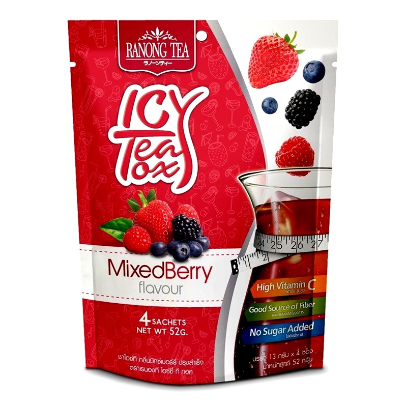 Ranong Ice Tea Tox Mixed Berry Scent Instant Size 52g pack of 4 Sachets