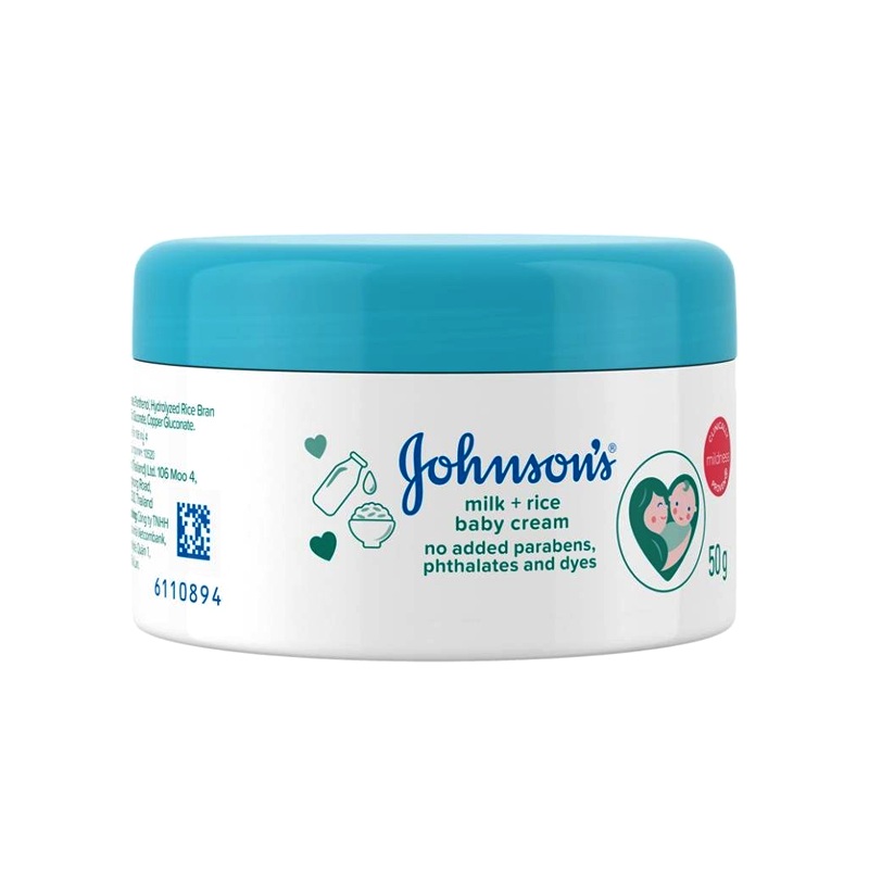 Johnsons milk + Rice Baby Cream No added Parabens, Phthalates and dyes Size 50g