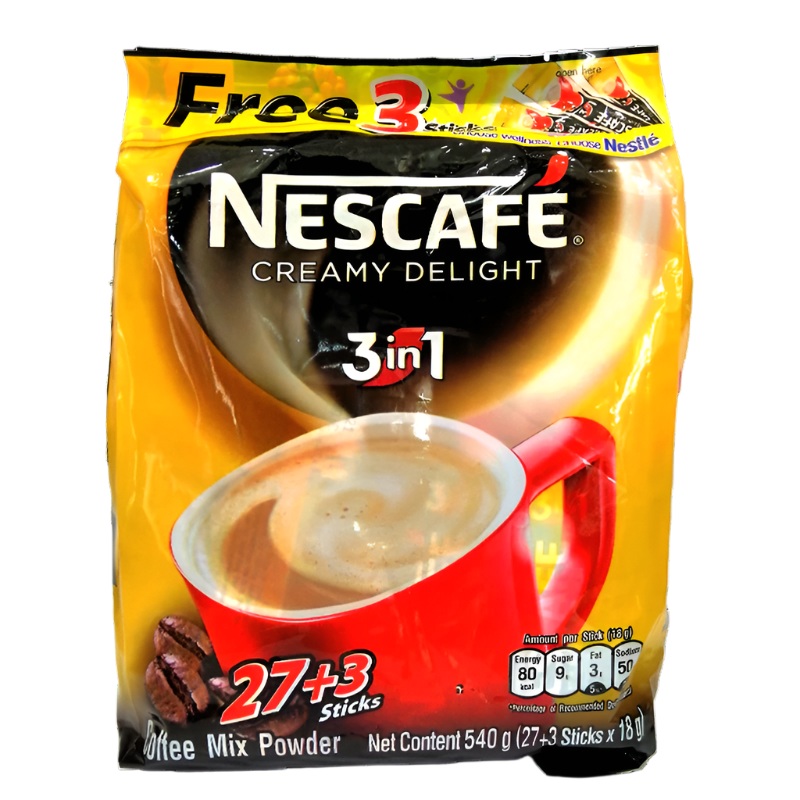 Nescafe Creamy Delight 3in1 Coffee Mix Powder Size 18g pack of 27 Sachets