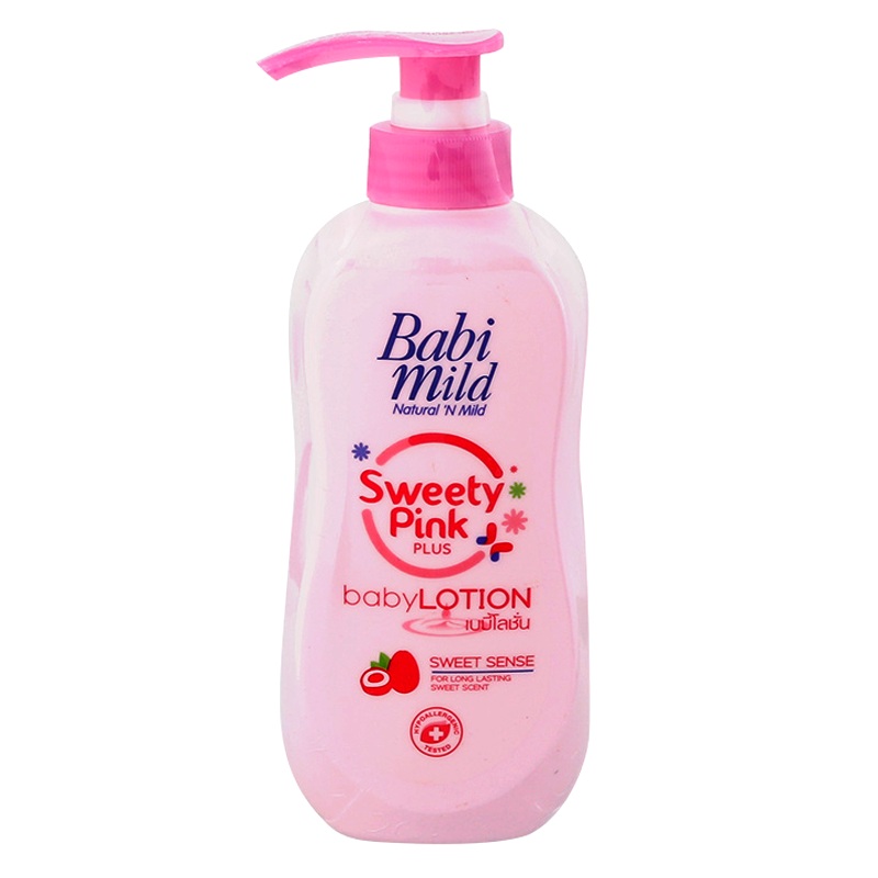 Babi Mild Sweety Pink Plus baby Lotion Sweet Sense for Long Lasting Sweet Scent Size 400ml