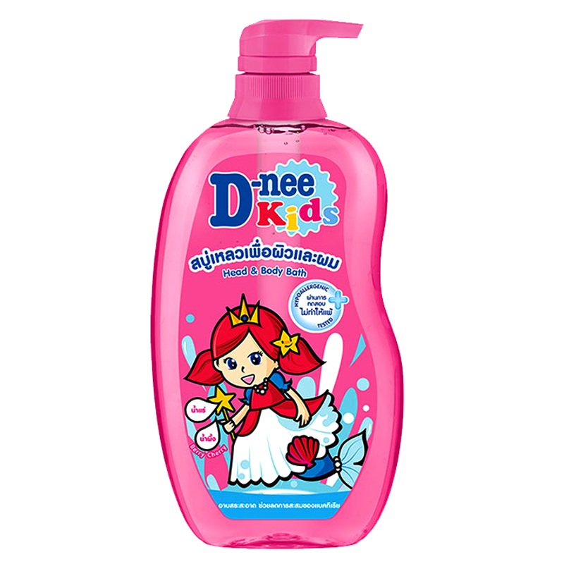 D-Nee Kids Head & Body Bath Berry Cherry Scent Size 600ml