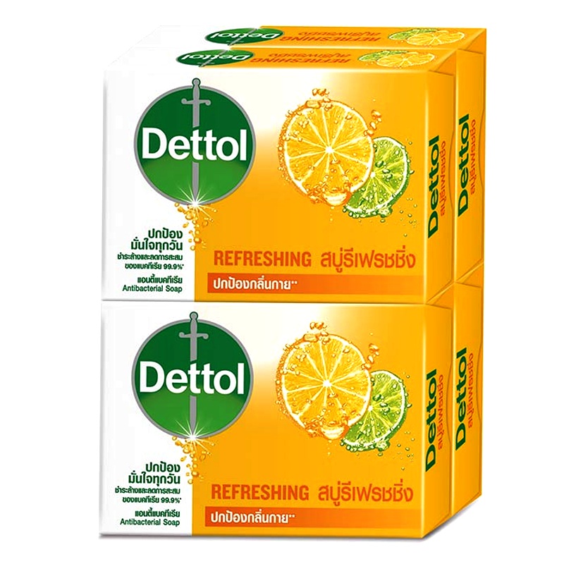 Dettol Bar Soap Refreshing Anti-Bacterial  Size 65g pack of 4pcs