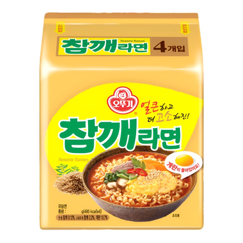 Ottogi Sesame Flavour Ramen ( Contains Egg  Block) Size 150g pack of 4pcs