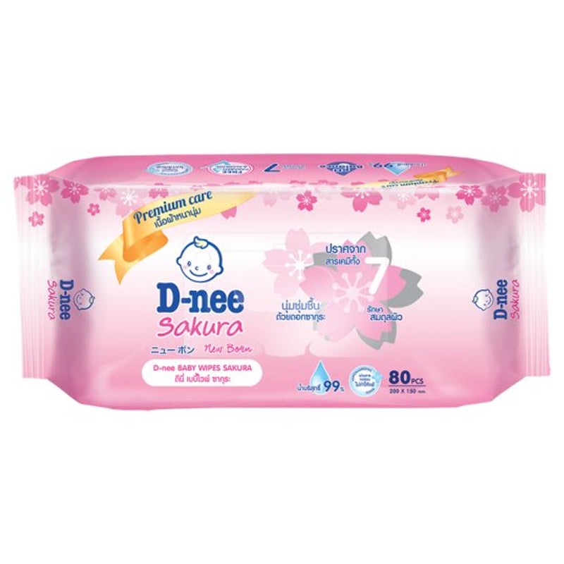 D-Nee Sakura New Born Baby Wipes 80pcs