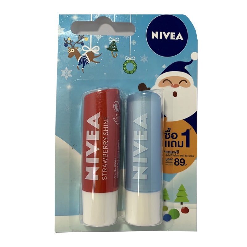 Nivea Strawberry Shine Lip Care 1 Get 1 Free Lip 4,8g
