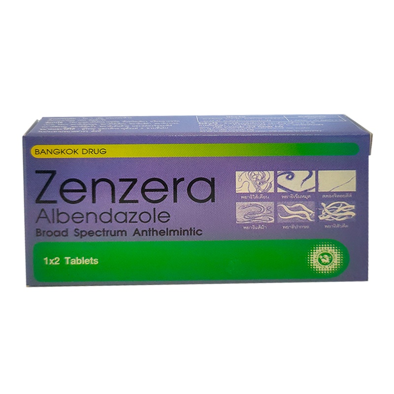 Zenzera Albendazole Broad Spectrum Anthelmintic boxes of 2 tablets