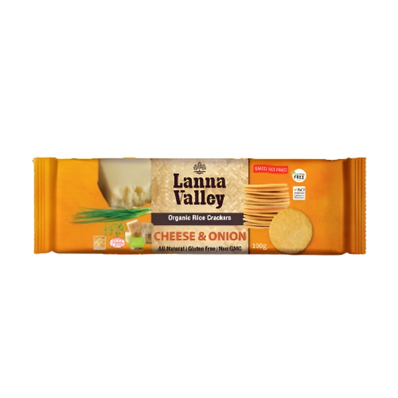 Lanna Valley Organic Rice Crackers Cheese & Onion 100g