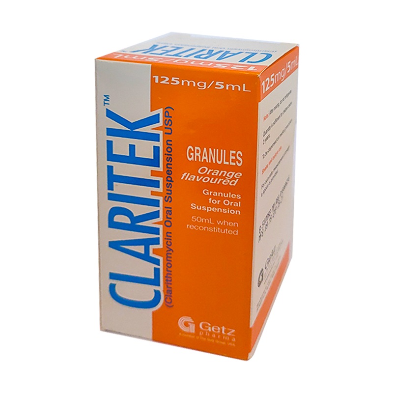 Claritek ( Clarithromycin Oral Suspension USP ) Orange Flavoured 125mg Size 5ml
