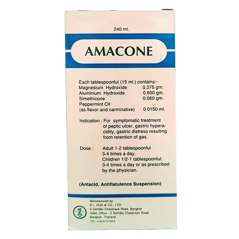 Amacone ( Antacid, Antiflatulence Suspension ) Size 240 ml