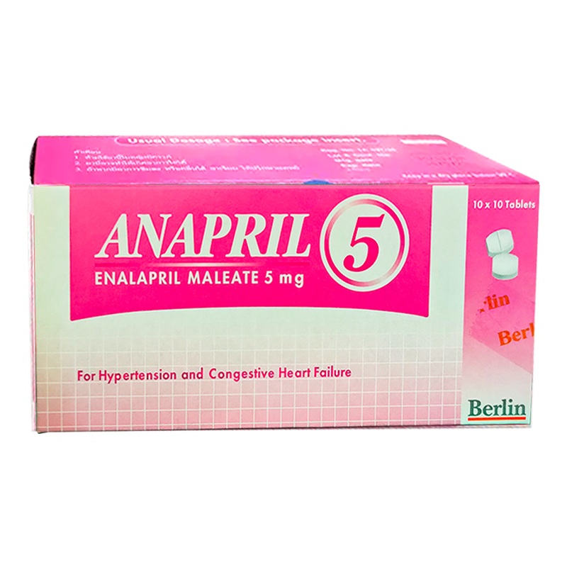 Anapril 5 Enalapril Maleate 5 mg boxes of 100 tablets For Hypertension and Congestive Heart Failure